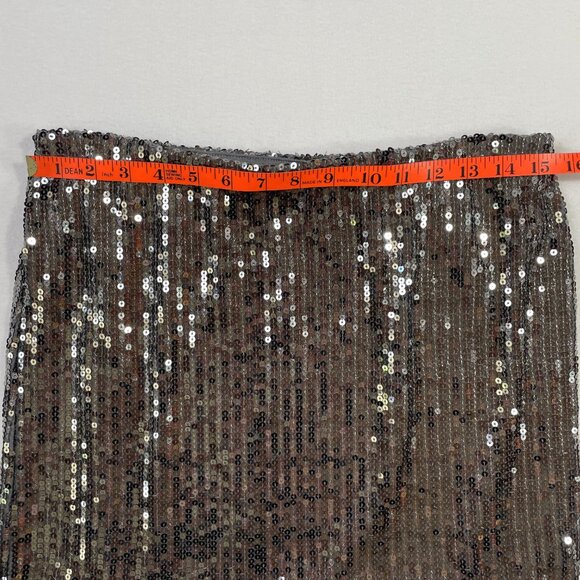 Xhilaration Charcoal Gray Sequins Mini Skirt Metallic Stretch Lined Size L - Picture 3 of 7